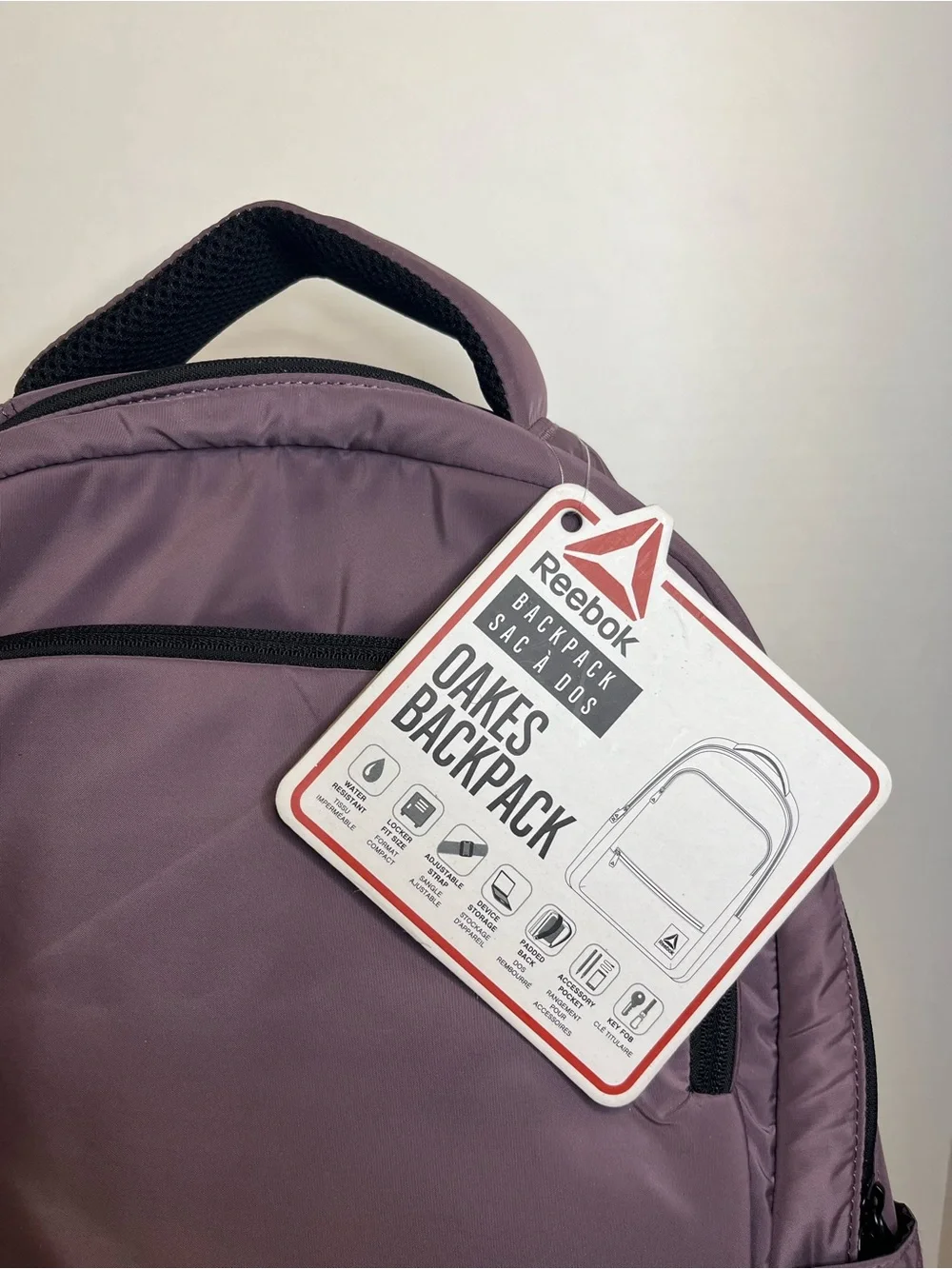 Reebok Men's Dusky Purple Backpack with Black Front Pocket